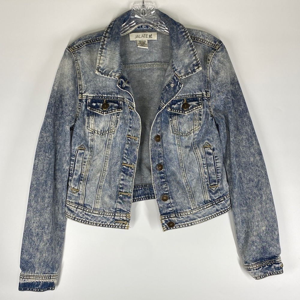 Vintage Jalate Acid Wash Denim Jean Button Jacket Size Small